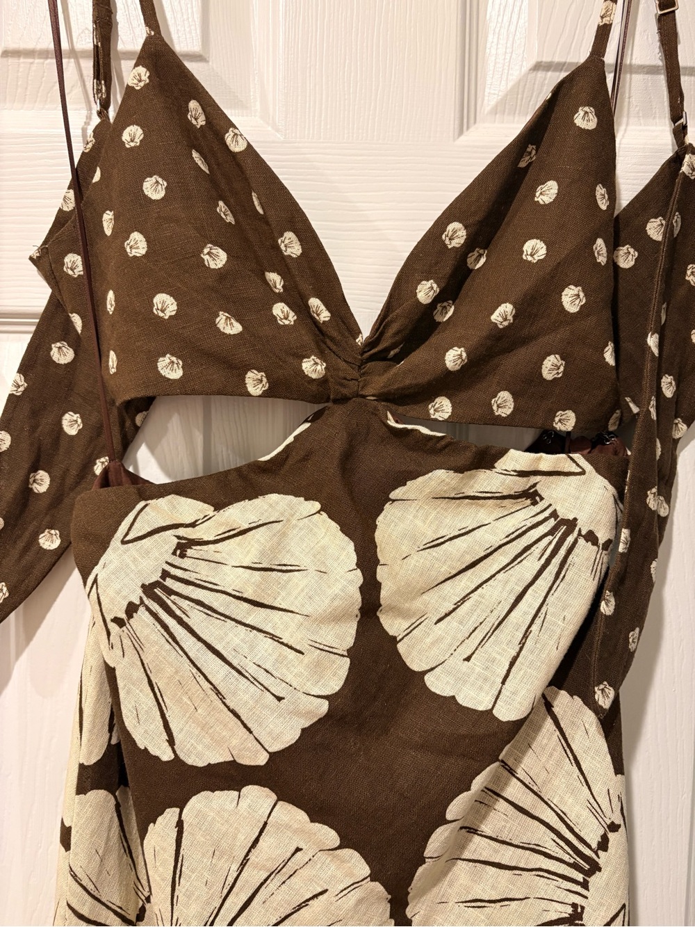 NWT Abercrombie & Fitch Brown Shell-Print Maxi Dress - Picture 4 of 8